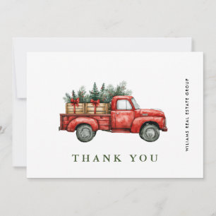 Retro-Roter-Bauernhof-LKW-Weihnachten-Unternehmens Dankeskarte