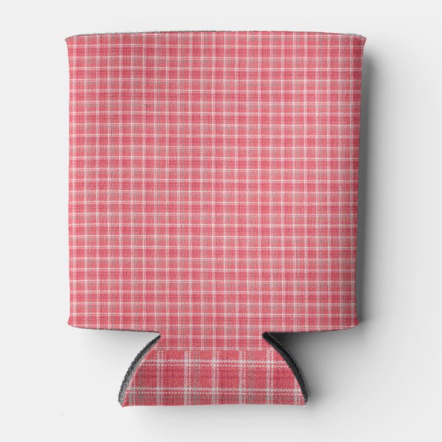 Retro roter karierter Tartan: nahtloses Muster. Dosenkühler (Vorderseite)