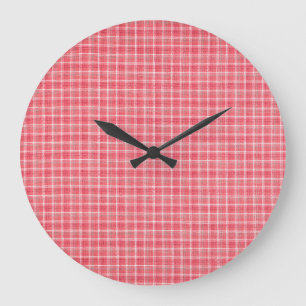 Retro roter karierter Tartan: nahtloses Muster. Große Wanduhr