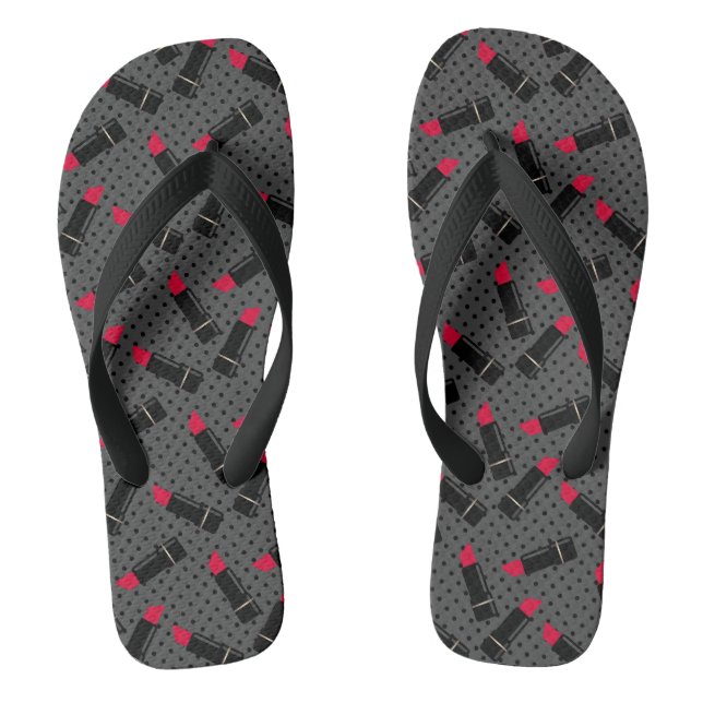 Retro, roter Lippenstift Flip Flops (Fußbett)