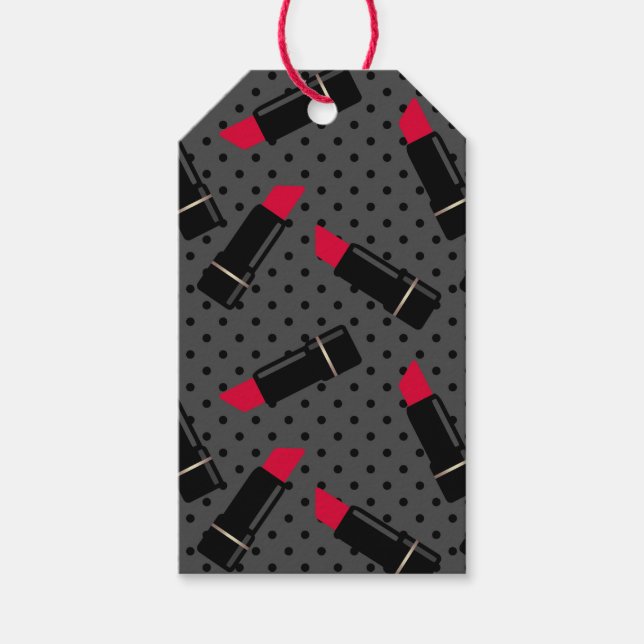 Retro, roter Lippenstift Geschenkanhänger (Vorderseite)