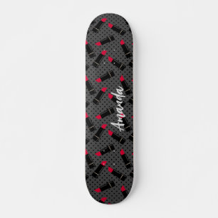 Retro, roter Lippenstift Skateboard