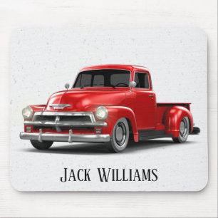 Retro roter LKW auf Punkten Mousepad