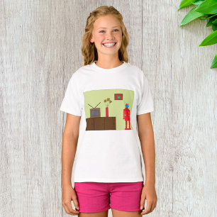 Retro-Roter Roboter Mittelalterliche Moderne Minim T-Shirt
