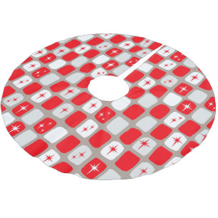 Retro roter Starburts Weihnachtsbaum-Rock Polyester Weihnachtsbaumdecke