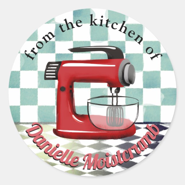 Retro roter Stehmischer aus der Küche des Aufklebe Runder Aufkleber (Vorderseite)