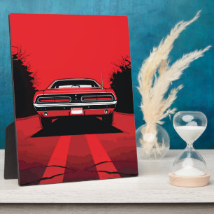 Retro rotes Muscle-Car-Heck Pop-Art-Illustration Fotoplatte