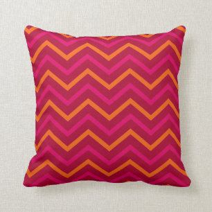 Retro rotes orange heißes Rosa-Zickzack Kissen