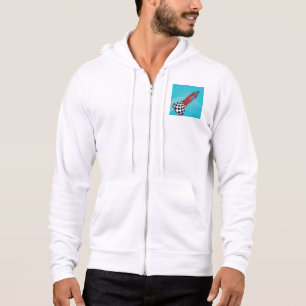 Retro rotes Raumschiff in der galaktischen Weltrau Hoodie