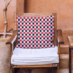 Retro rotes Schwarz-Weiß-Karo-Muster Kissen
