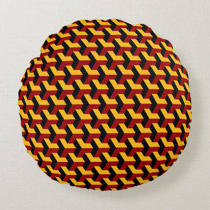 Retro Rotes Schwarzes Barcelona Geometrisches Bloc Rundes Kissen