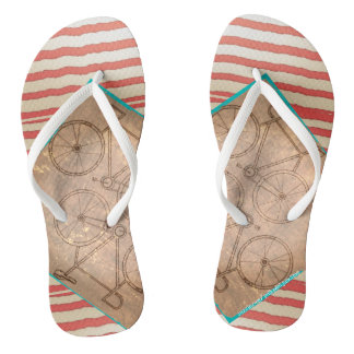 Retro rotes Streifen-Fahrrad Flip Flops