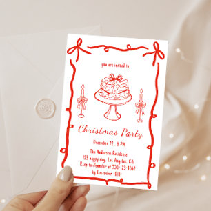 Retro-Rotes Weihnachtsfest Vintage-Feiertag Einladung