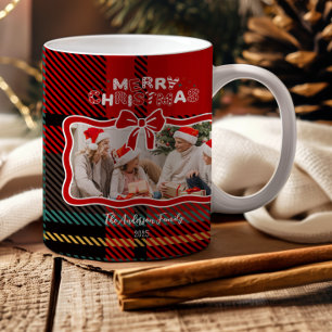 Retro-Rotkariertes Weihnachten  Kaffeetasse