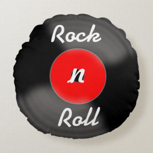 Retro-Rotrock-n-Roll-Vinyl-Schallplattenkissen Rundes Kissen