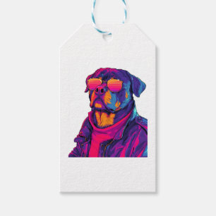 Retro Rottweiler � 80er Neon Vibe Dog Geschenkanhänger