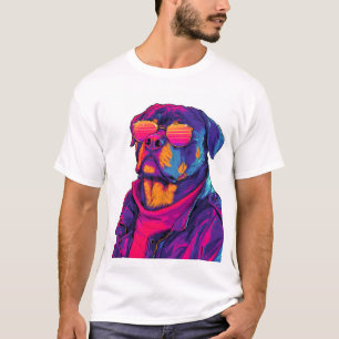Retro Rottweiler � 80er Neon-Vibe-Hund T-Shirt