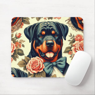Retro Rottweiler Illustration Mousepad