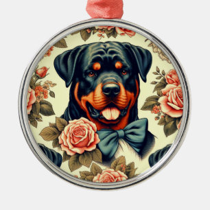 Retro Rottweiler Illustration Ornament Aus Metall