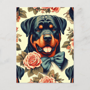 Retro Rottweiler Illustration Postkarte