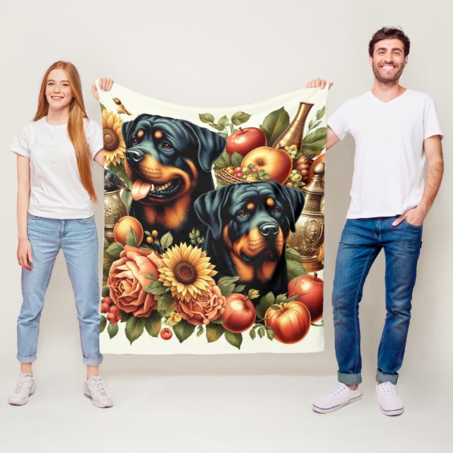 Retro Rottweiler Malerei Fleecedecke (Beispiel)