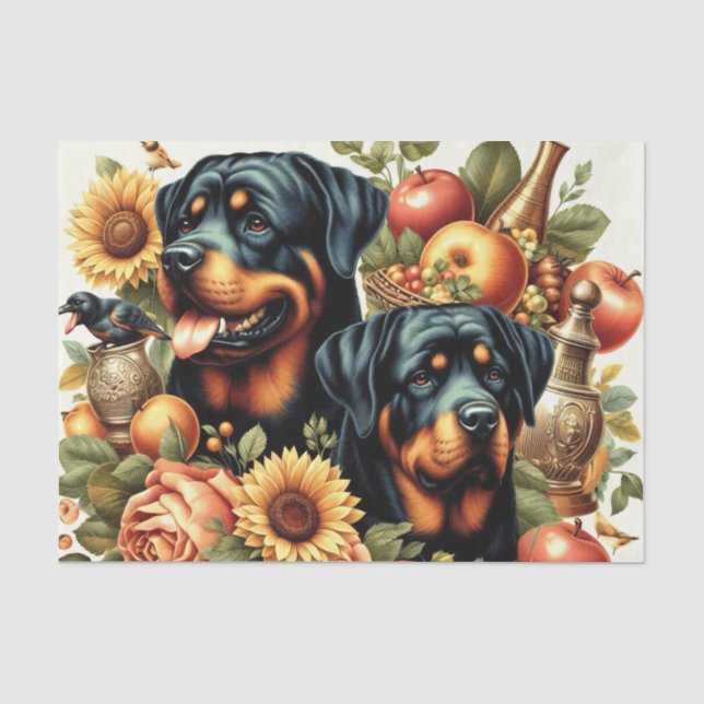 Retro Rottweiler Malerei Seidenpapier (Vorderseite)