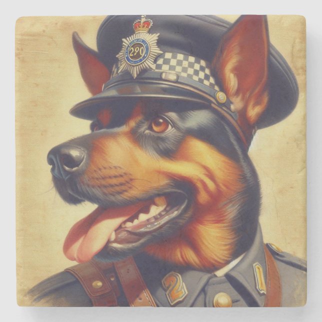 Retro Rottweiler Malerei Steinuntersetzer (Vorderseite)