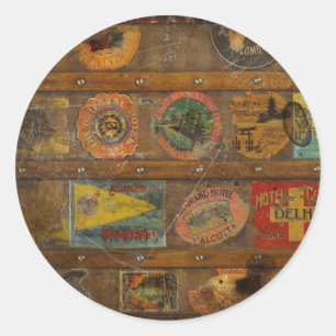 Retro Round the World Trunk Runder Aufkleber
