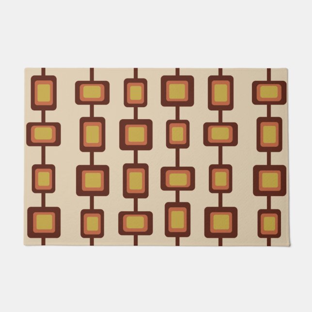 Retro Rounded Squares Yellow Orange aus den 60er J Fußmatte (Vorderseite)