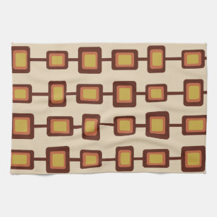 Retro Rounded Squares Yellow Orange aus den 60er J Geschirrtuch