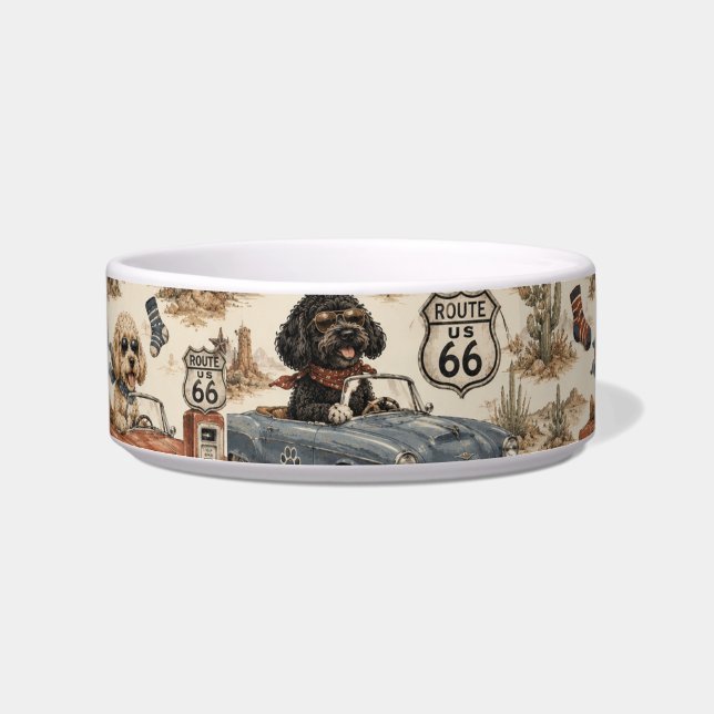 Retro Route 66 Hund Napf (Vorderseite)