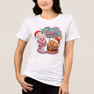 Retro Route 66 Weihnachts-Diner Süße Herzen Tri-Blend Shirt