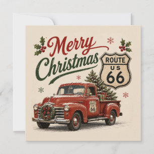 Retro Route 66 Weihnachts-LKW-Grüße Karte