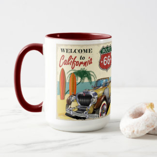 Retro Route 66 "Welcome to California" Poster, Tasse