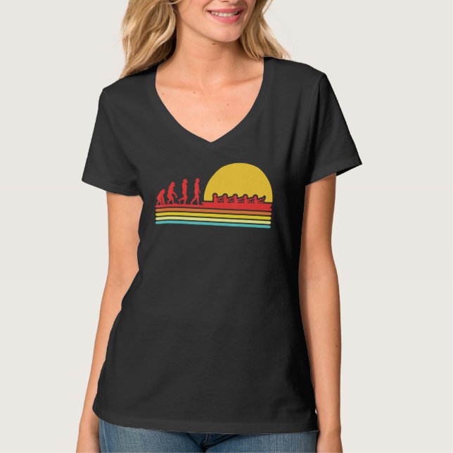 Retro Rowing Evolution Rowboat Paddling Kanufahrt  T-Shirt (Vorderseite)