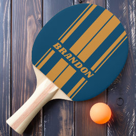 Retro Royal Gold Dualboard Streifen mit Namen Tischtennis Schläger