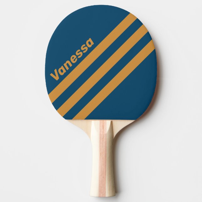 Retro Royal Gold Three Angled Striping with Name Tischtennis Schläger (Vorderseite)