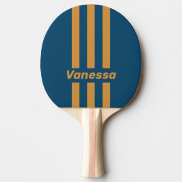 Retro Royal Gold Three Pin Stripes with Name Tischtennis Schläger