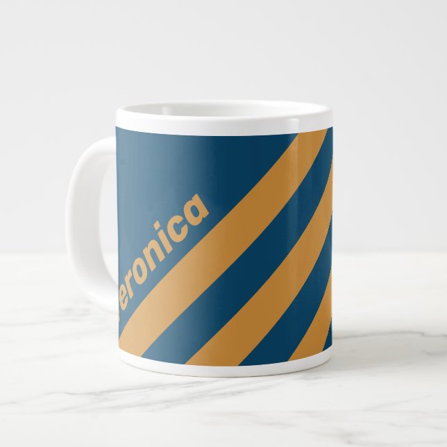 Retro Royal Gold Three Stripes with Name Jumbo-Tasse (Vorderseite Links)