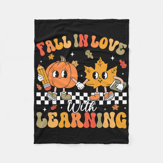 Retro Rückgang in Liebe mit Lernen Autumn Pumpkin  Fleecedecke (Vorderseite)
