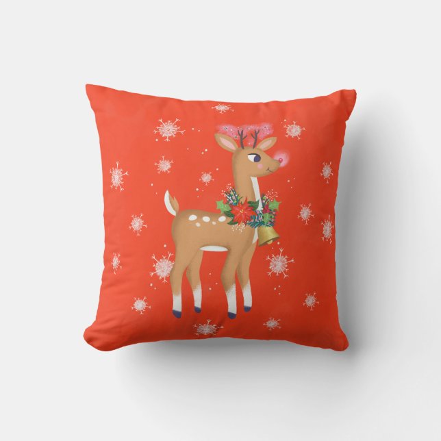 Retro Rudolph Das Rentier-Kissen Kissen (Vorderseite)