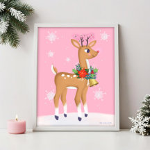 Retro Rudolph Reindez Art Print