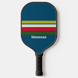 Retro Rugby Across Striping mit Name Pickleball Schläger