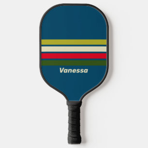 Retro Rugby Across Striping mit Name Pickleball Schläger