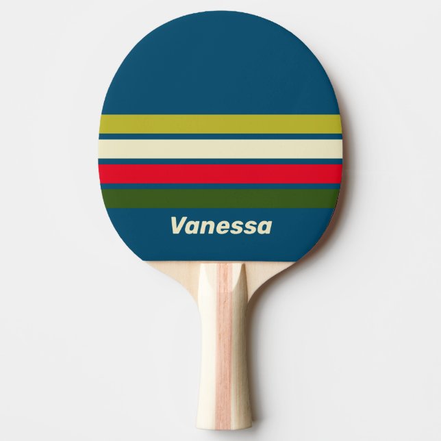Retro Rugby Across Striping with Name Tischtennis Schläger (Vorderseite)