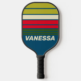 Retro Rugby Horizon Striping with Name Pickleball Schläger