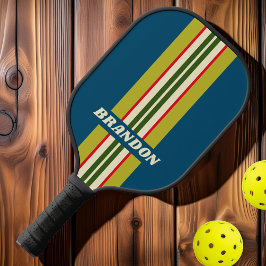 Retro-Rugby-Kundgebung Streifen mit Namen Pickleball Schläger