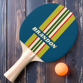 Retro-Rugby-Kundgebung Streifen mit Namen Tischtennis Schläger