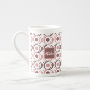 Retro Runde Erdige Ton Rosa Monogrammiert Prozellantasse