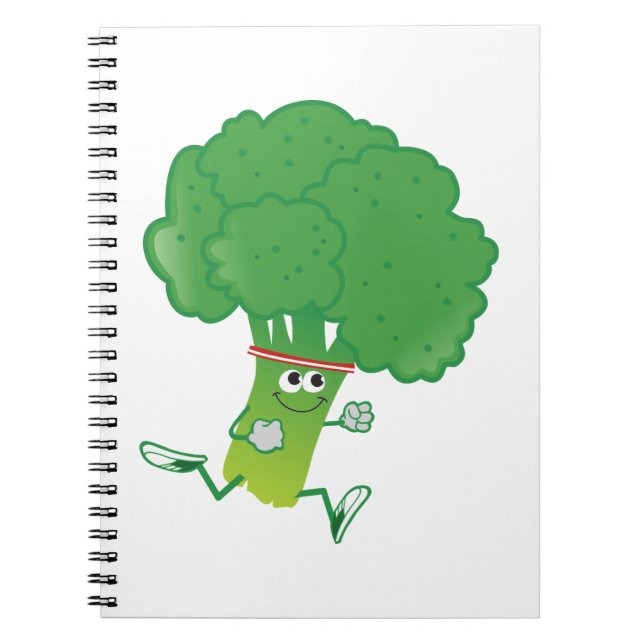 Retro Running Broccoli Notizblock (Vorderseite)